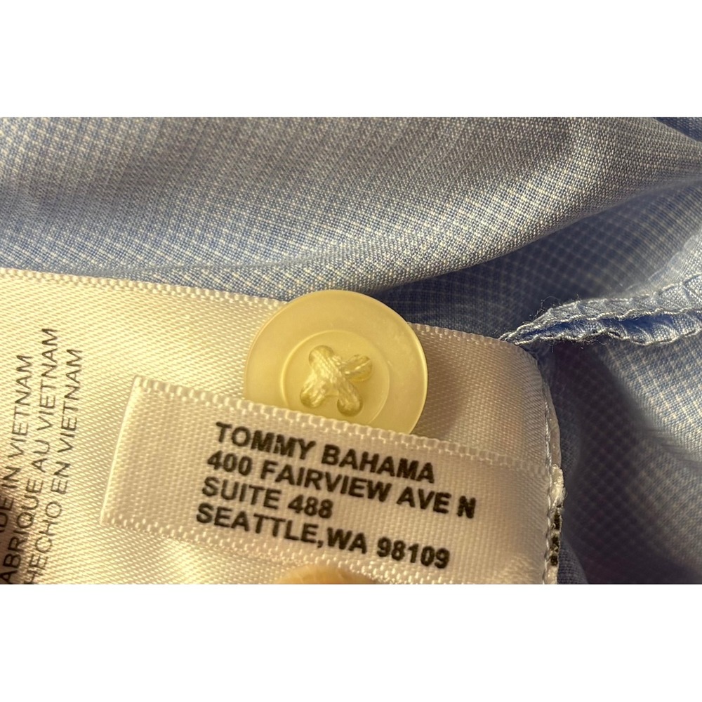 Tommy Bahama Button Up Shirt Mens XXL Blue Coconut Point Micro Check Wicking NEW - Picture 9 of 11